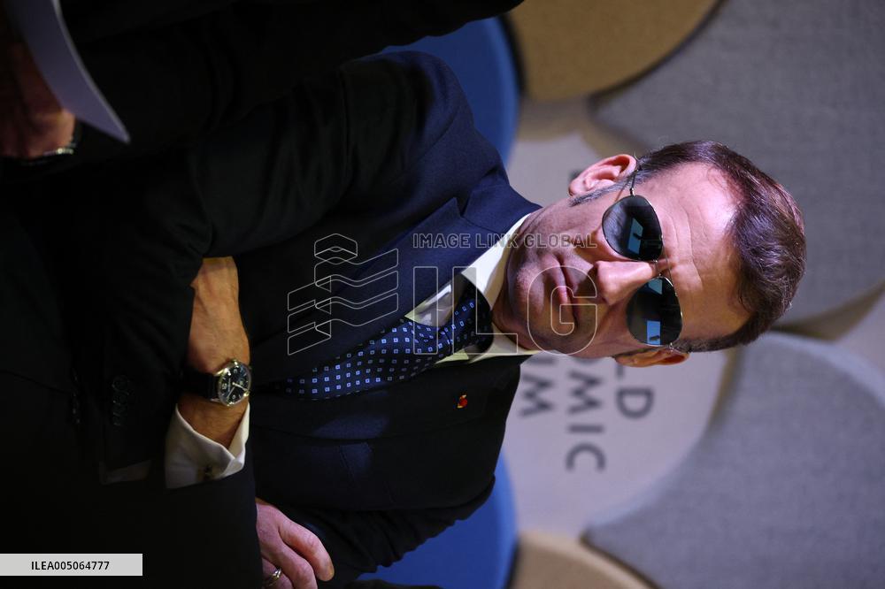 Macron and with leaders of AI companies at World Economic Forum annual meeting - Davos