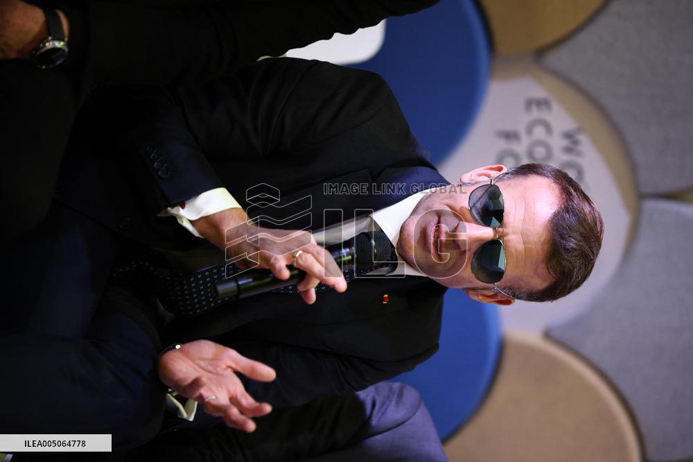 Macron and with leaders of AI companies at World Economic Forum annual meeting - Davos