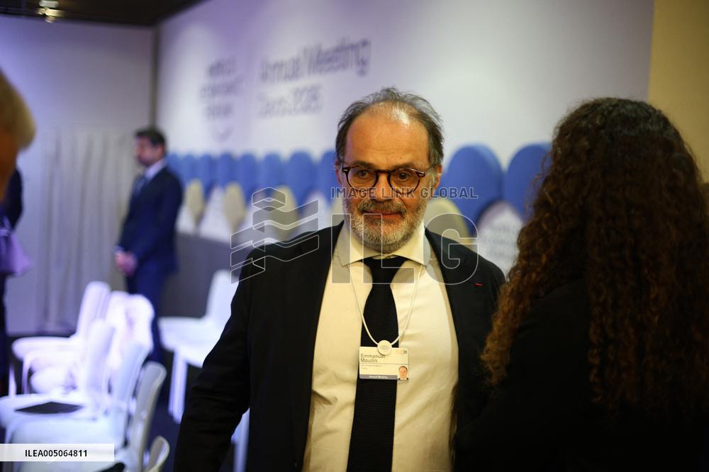 Macron and with leaders of AI companies at World Economic Forum annual meeting - Davos