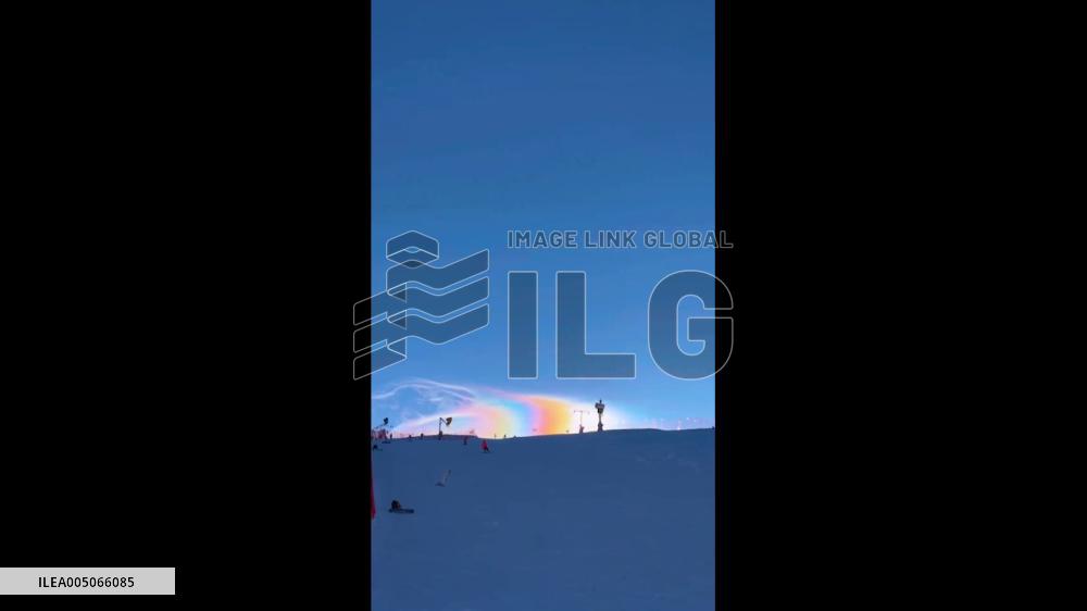 China: Rare Rainbow-Colored Clouds Seen Above Xinjiang Ski Resort