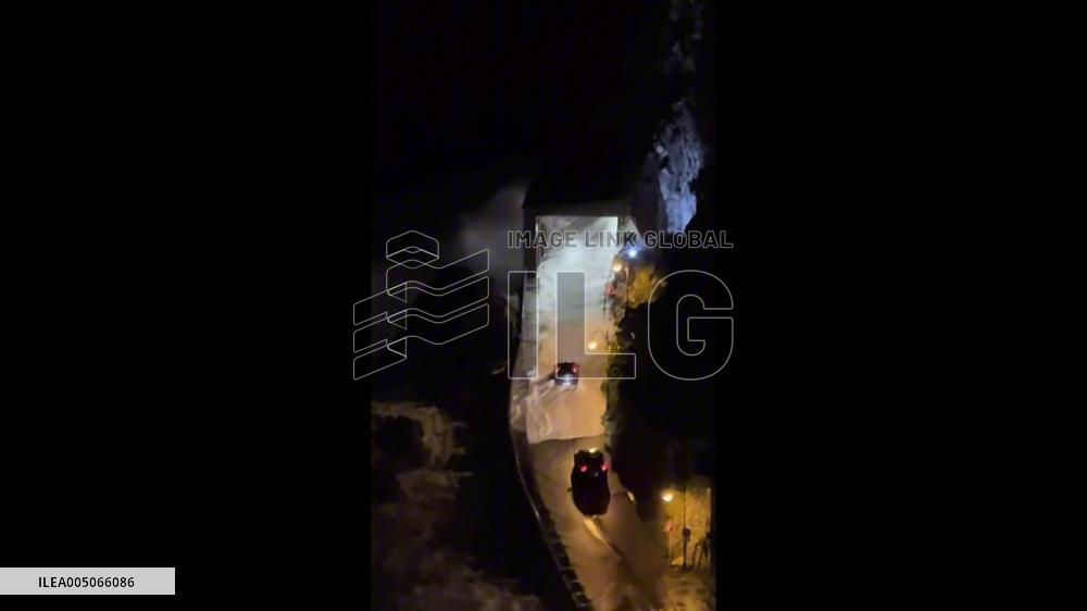 Italy: Terrifying Ocean Surge Slams Coastal Road in Scilla