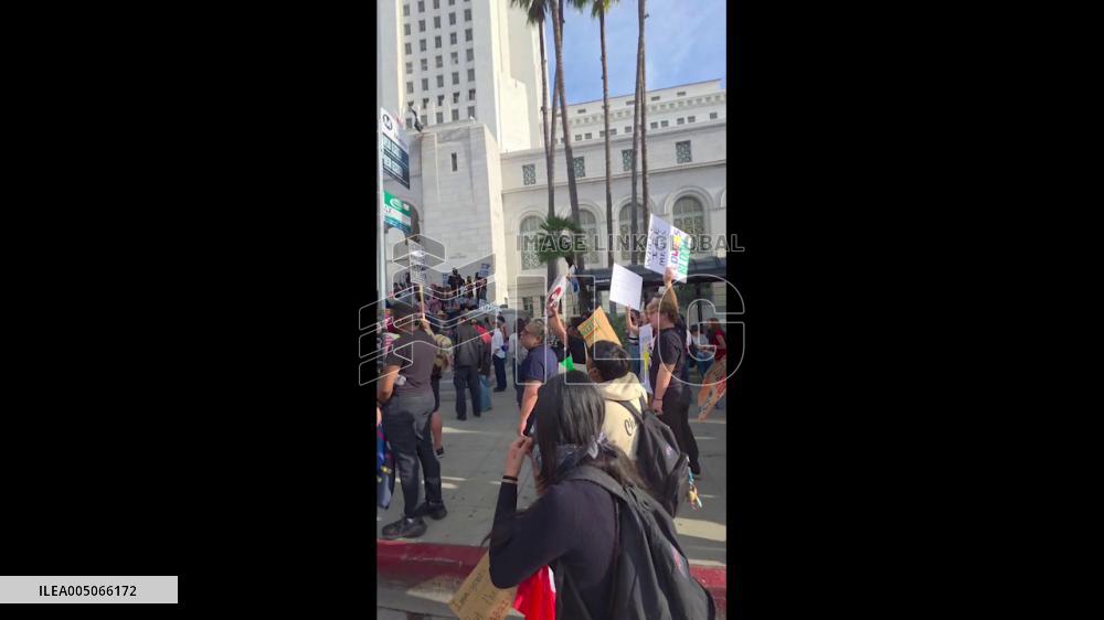US: Protesters March in Downtown LA Against Trump Immigration Policies