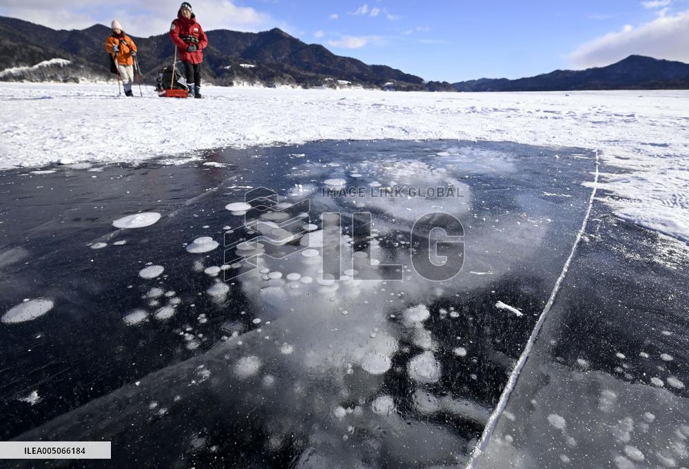 Frozen lake in northern Japan