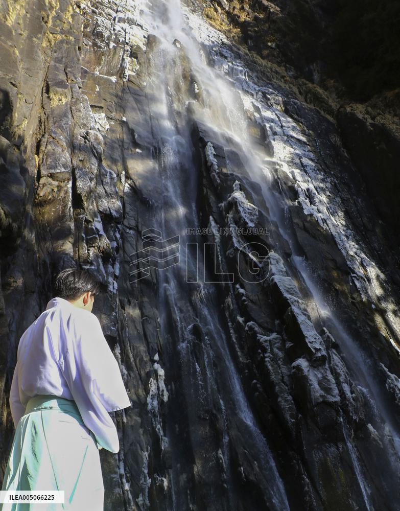 Frozen waterfall in western Japan