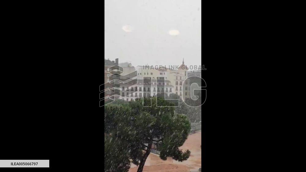 Spain: Storm Kristin Brings Snow to Madrid Causing Traffic Disruptions