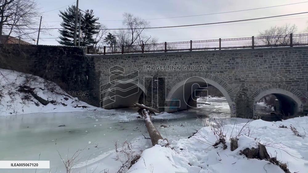 US: Rivers Frozen in Philadelphia Following Arctic Blast