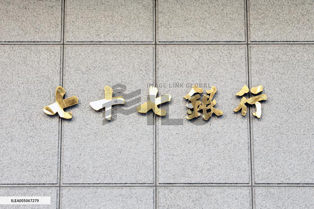 The 77 Bank sign and logo