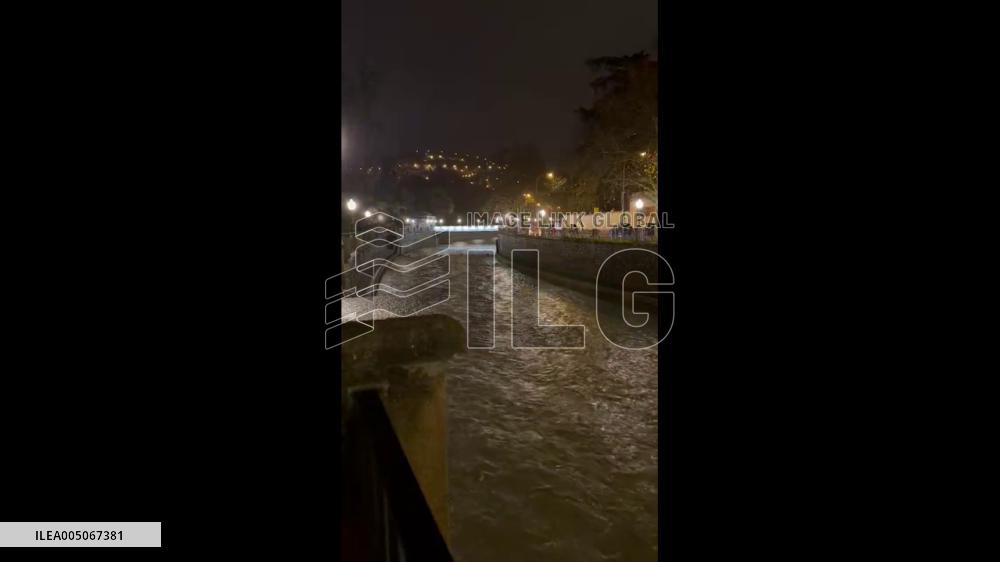 Spain: Genil River Swells in Granada as Storm Leonardo Nears 2