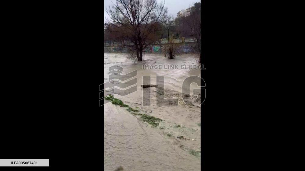 Spain: Genil River Swells in Granada as Storm Leonardo Nears 5
