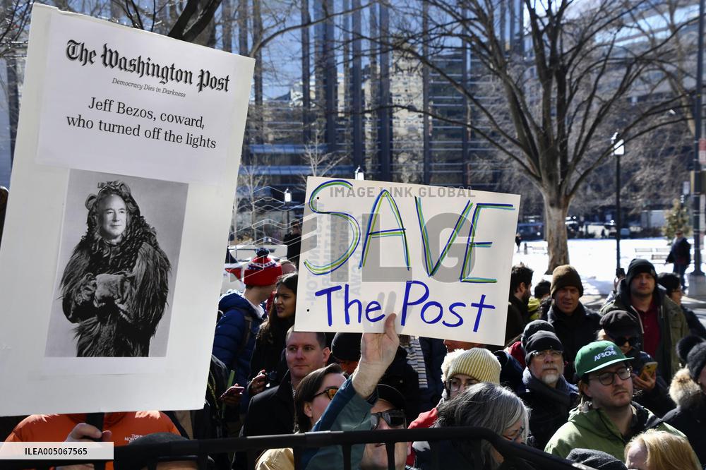 Rally protesting Washington Post layoffs