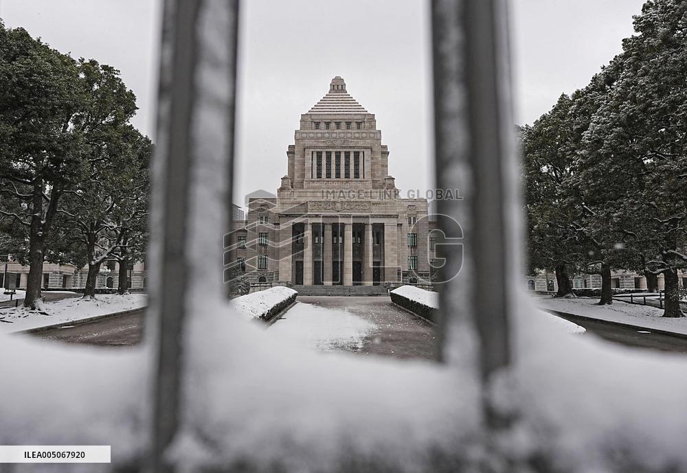 Snow-covered Tokyo