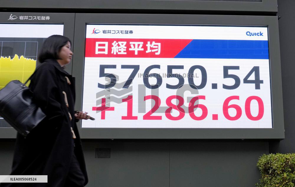 Nikkei stock index ends at record high