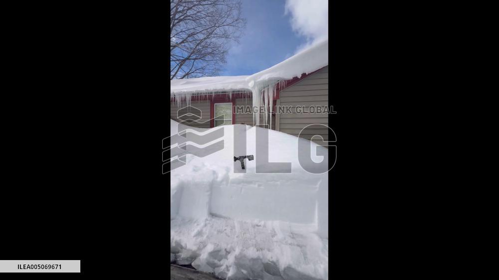 US: Cat Walks Across Snow-Covered Roof After Storm in Altmar, New York