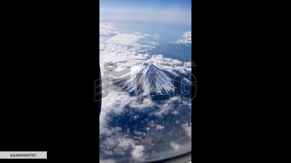 Japan: Snow-Covered Mount Fuji Captured From Flight