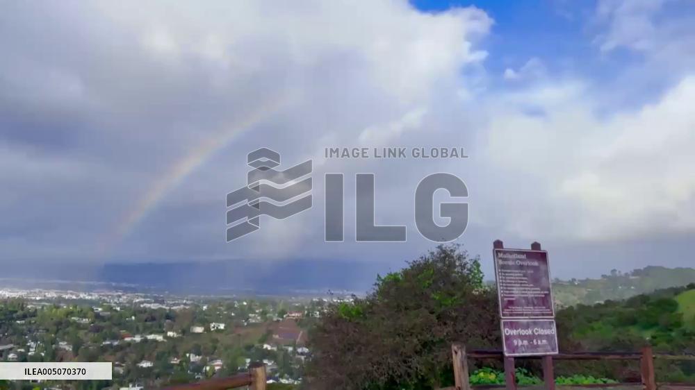 US: Rainbow Arches Over Studio City, Los Angeles