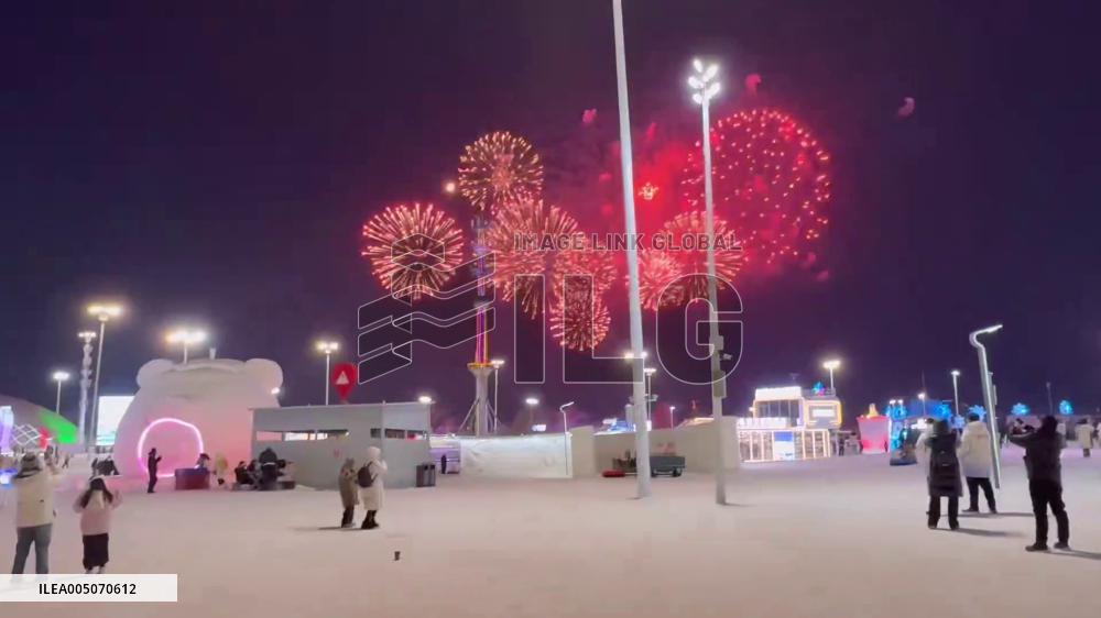 China: Firework Displays Light Up Harbin Skies to Celebrate Lunar New Year