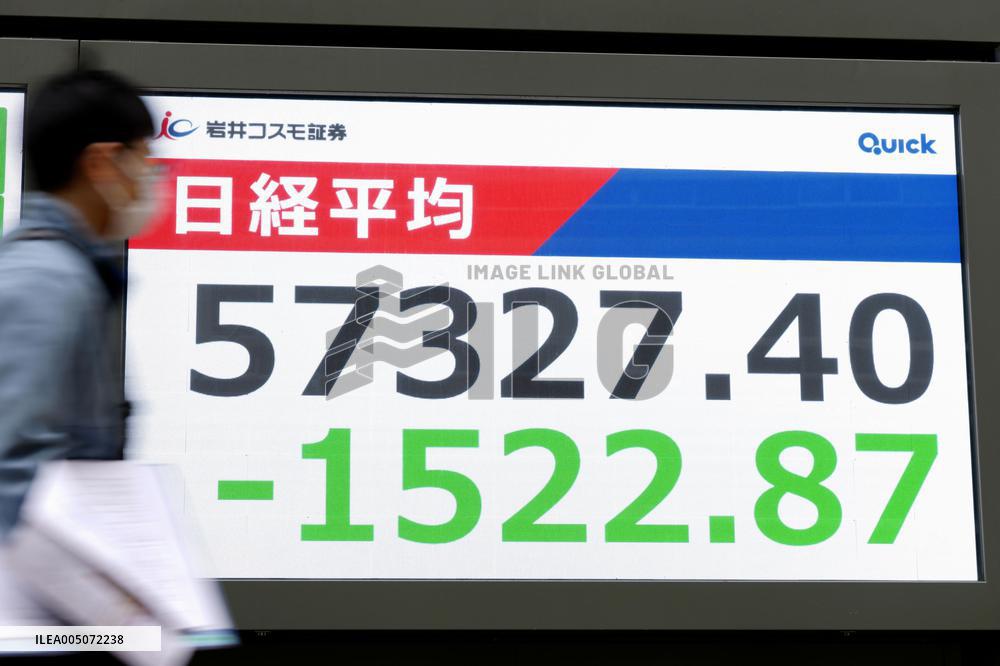 Tokyo stocks tumble