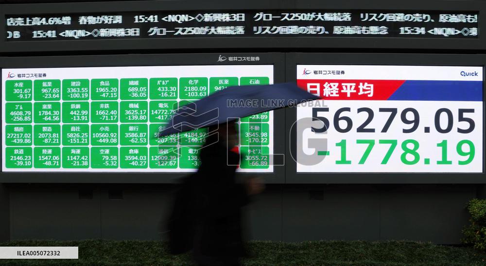 Tokyo stocks tumble