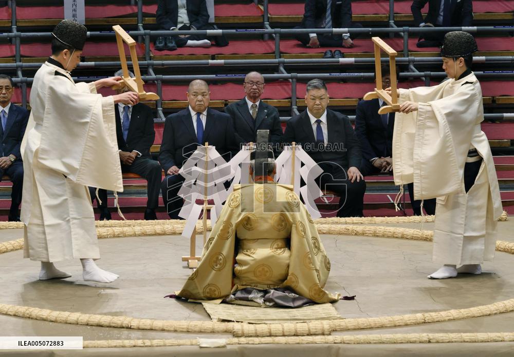 Ritual ahead of Spring Grand Sumo Tournament