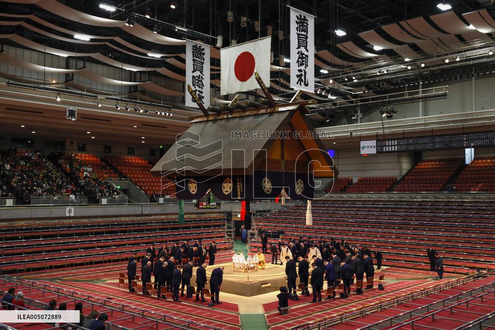 Ritual ahead of Spring Grand Sumo Tournament