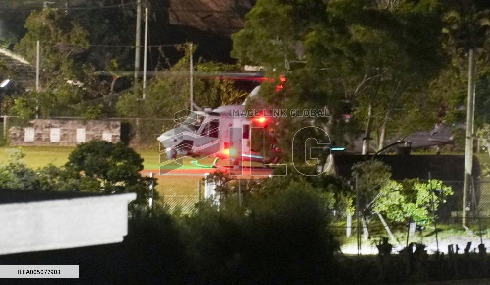 U.S. helicopter lands at Okinawa baseball field