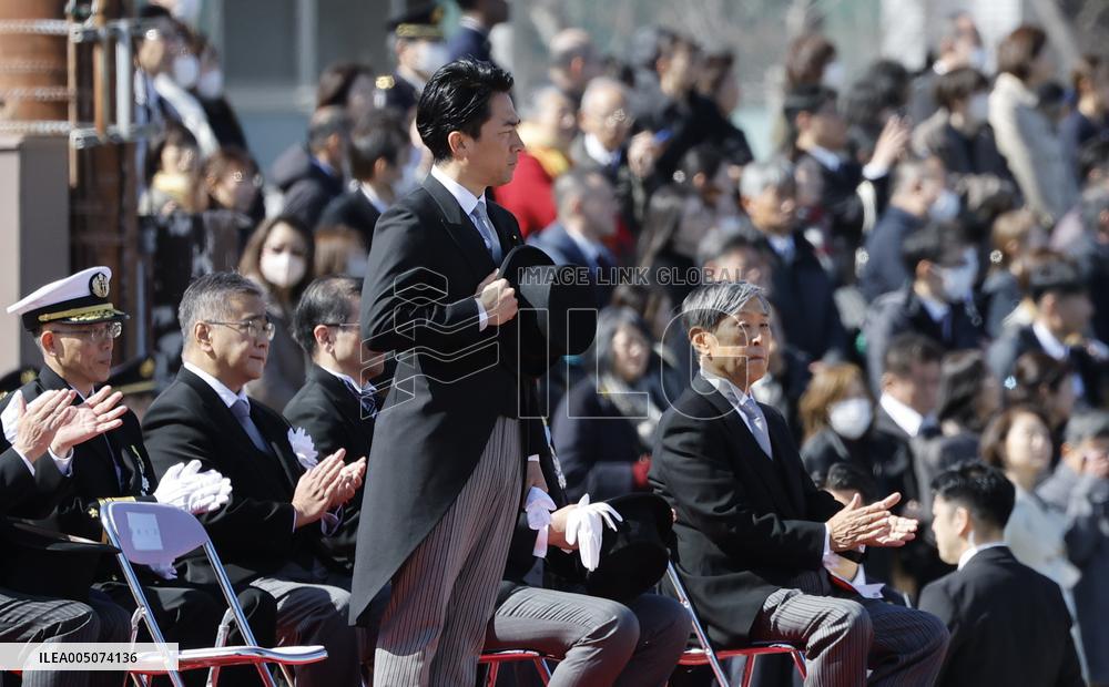 Japan defense chief attends troop inspection ceremony