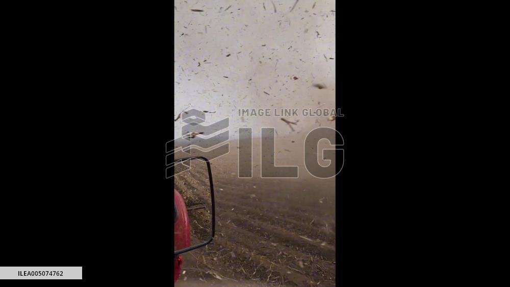 China: Sudden Dust Devil Tears Through Farmland in Liaoning