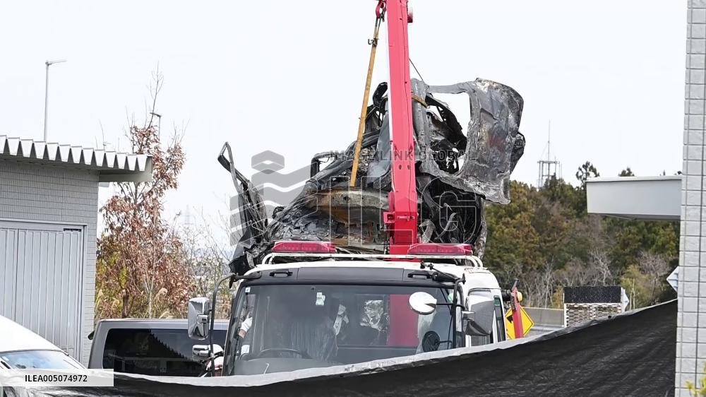 Multivehicle accident inside expressway tunnel in central Japan