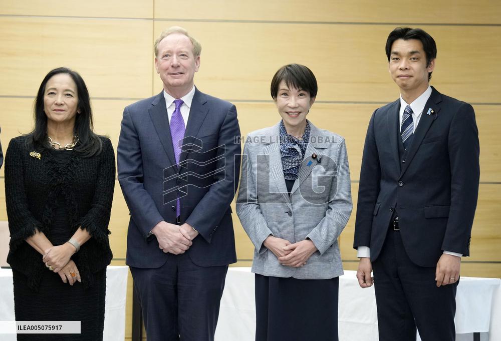 Japan PM Takaichi meets Microsoft President Smith