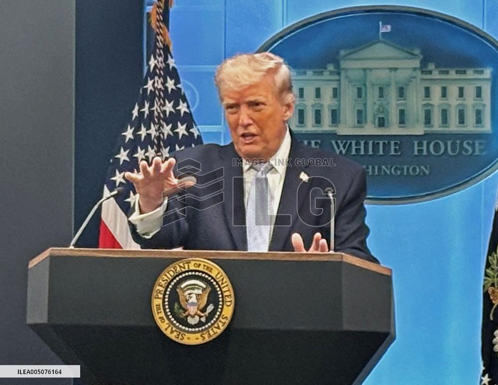 U.S. President Trump meets press