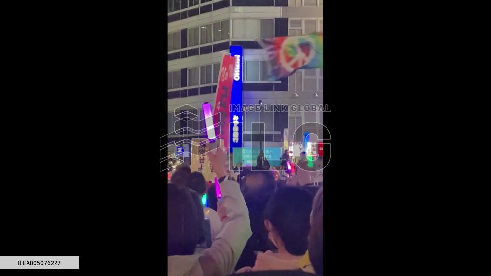 Japan: Thousands Rally in Tokyo Against War and Constitutional Revision, Waving Penlights 3