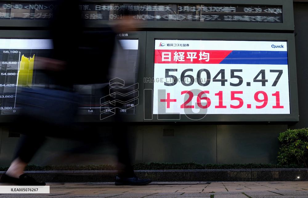 Nikkei index surges