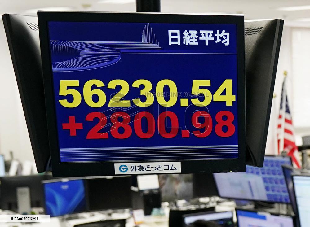 Nikkei index surges