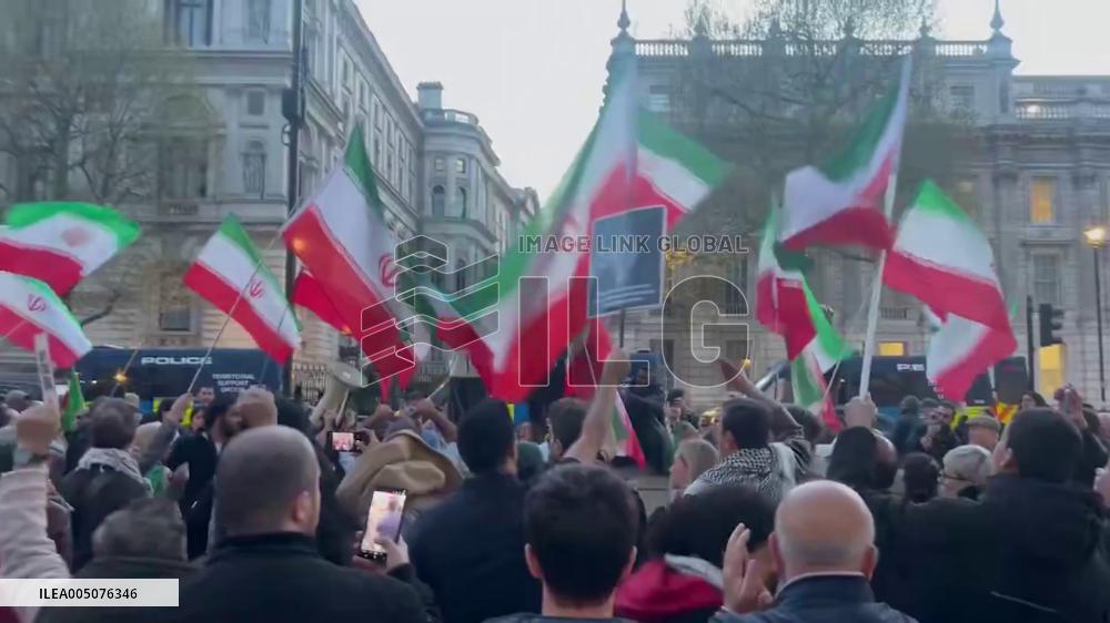UK: Pro-Iranian Protesters Rally Outside Downing Street Against US Military Action in Iran
