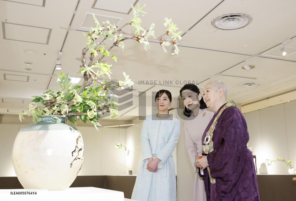 Princesses at flower arrangement exhibition