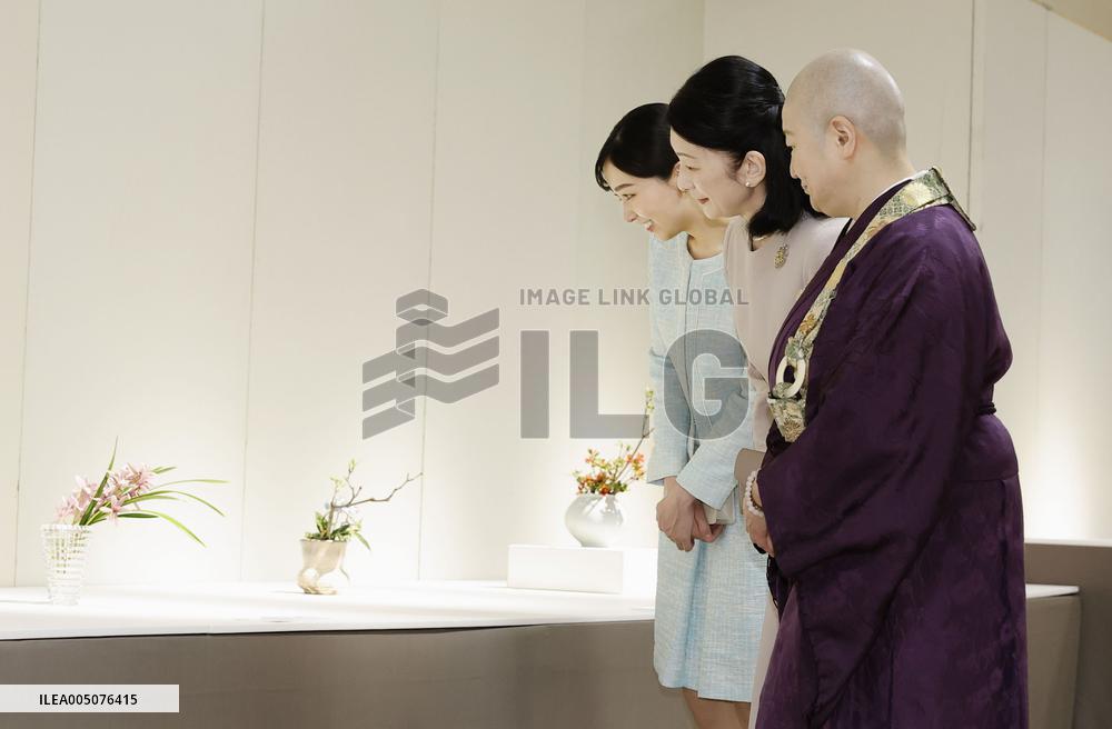 Princesses at flower arrangement exhibition