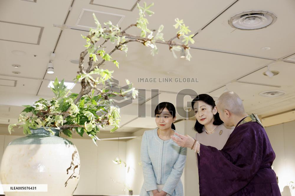 Princesses at flower arrangement exhibition