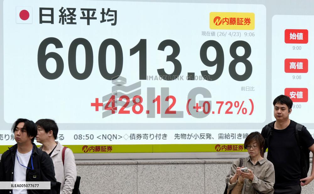 Nikkei index hits new intraday high