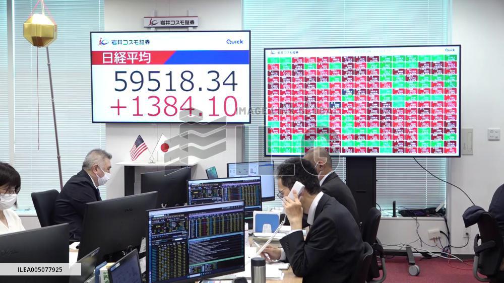 Nikkei index hits closing high