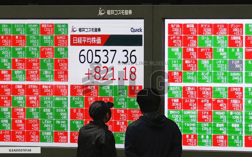 Nikkei ends above 60,000 for 1st time