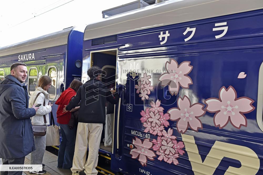 Cherry blossom train in Ukraine