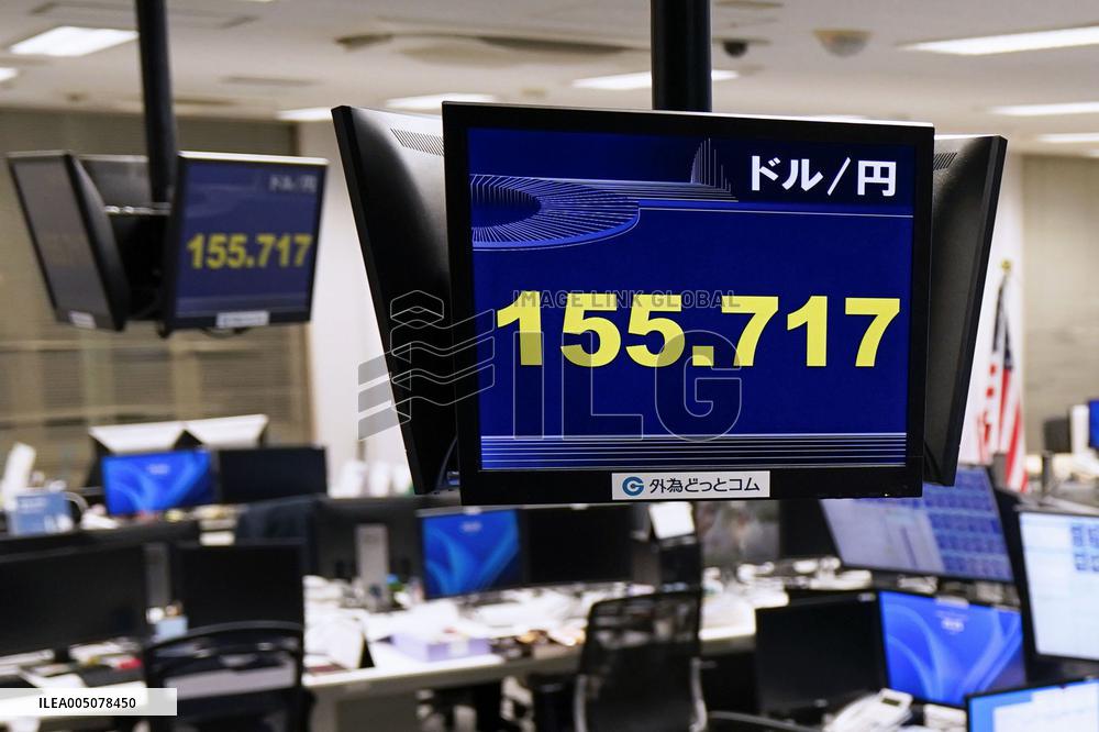 Dollar tumbles to 155 yen range