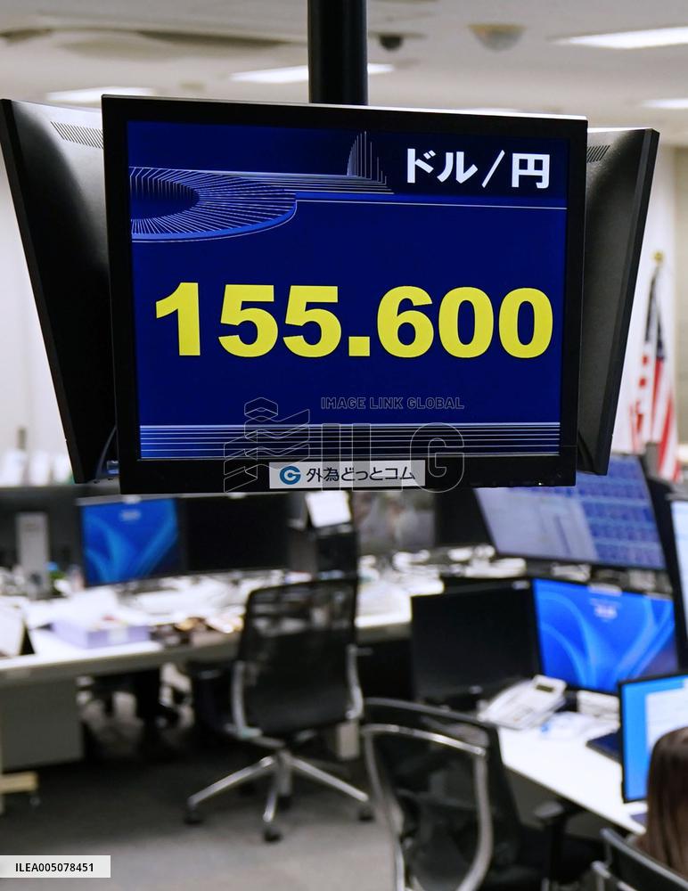Dollar tumbles to 155 yen range