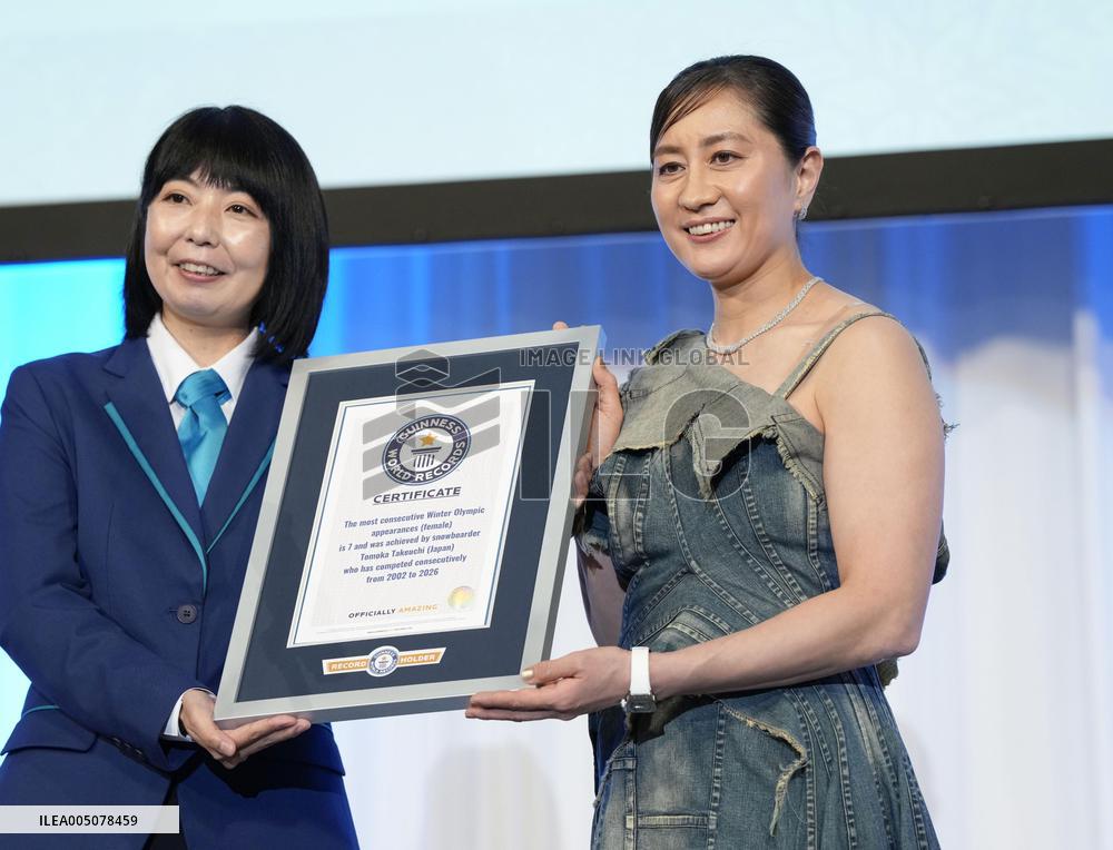 Snowboarder Takeuchi gets Guinness title