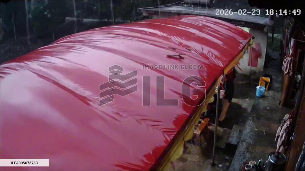 China: Strong Winds Flip Banquet Tent as Guests Scramble for Safety
