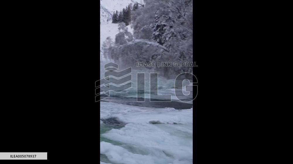 China: Dramatic Ice Flood Sweeps Through Kanas Scenic Area in Xinjiang