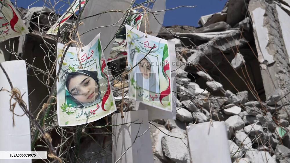 Destroyed elementary school building in Iran