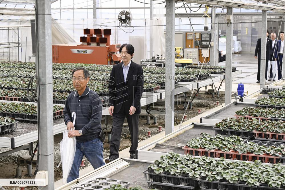 Japan crown prince visits farms in Fukushima Pref.