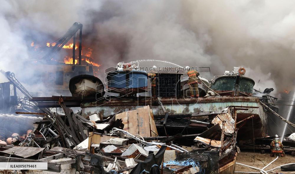 Fire at shipbreaking site in Kure