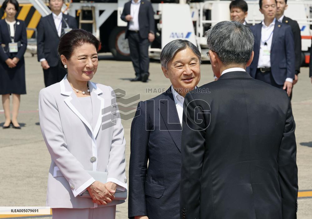 Japan emperor, empress depart for Ehime